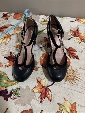 Black Women's T-Strap Heels - Classic Elegant Style